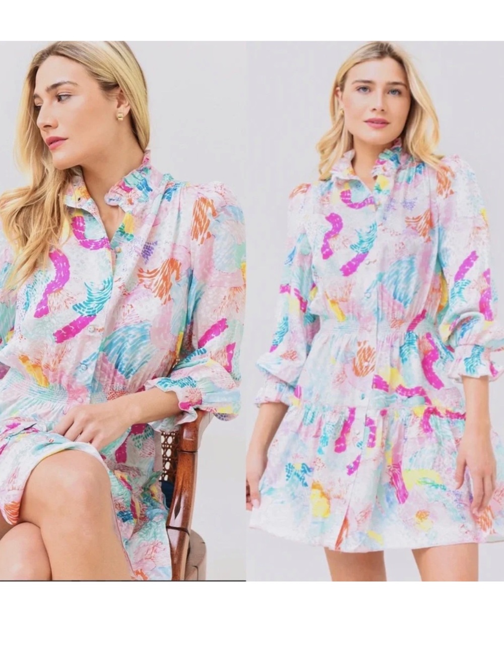 Hunter Bell Joplin Dress in Painterly Rainbow Size Small